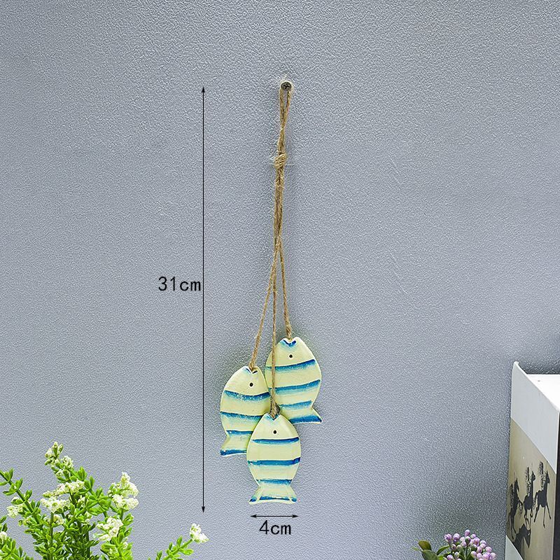Hanging Decor Wooden Mediterranean Starfish Scallop Fish Pendants Home Ornaments