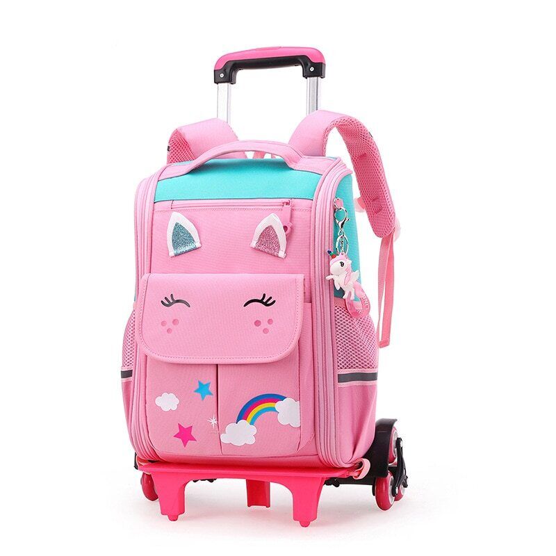 School Bag Student Backpacks Kids Trolley Wheeled Bag Children Backpack Wheels