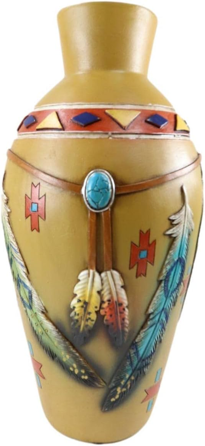 Unique Hand Painted Native American Floral Vase Home Office Gift Decorative Art