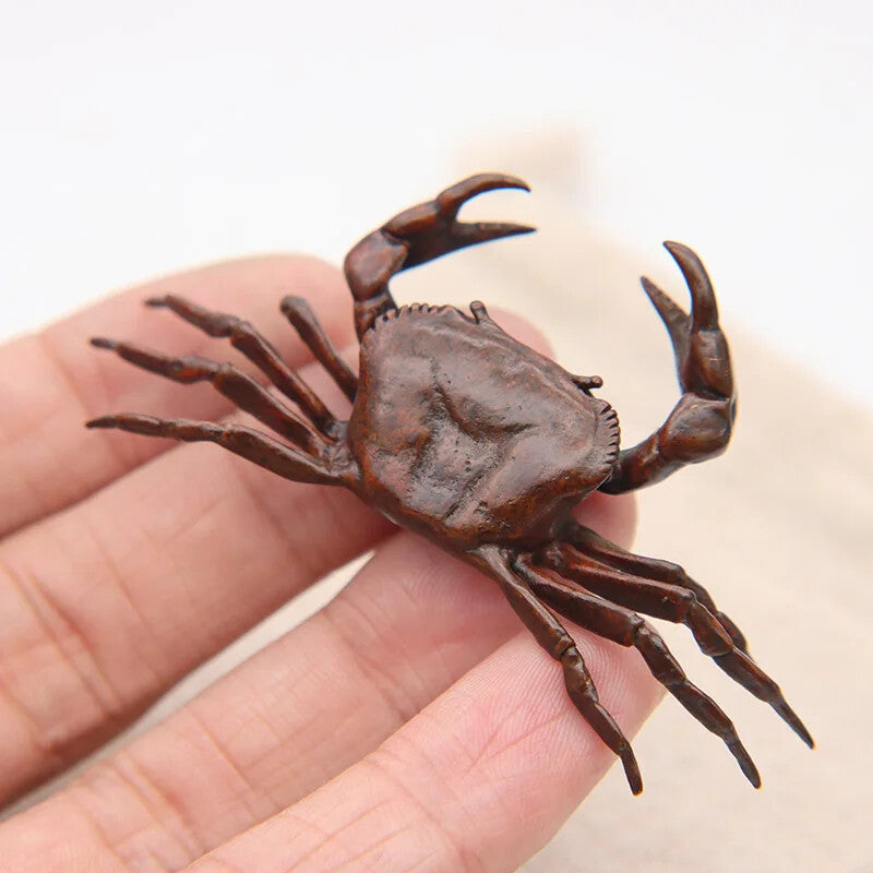 Pure Copper Solid Crab Simulation Animal Model Statue Mini Tea Favor Ornaments