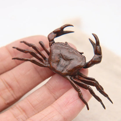Pure Copper Solid Crab Simulation Animal Model Statue Mini Tea Favor Ornaments