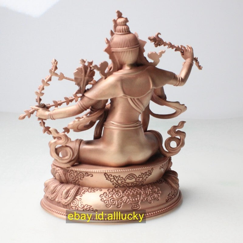 12cm Red Copper Carving Kurukulle Buddha Statue Tibet Buddhism Red Tara Goddess