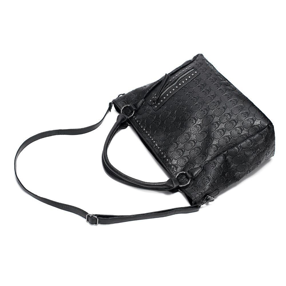Large Bag Leather Black Handbag Punk Skull Bag Tote Crossbody Bags Polyester 1PC