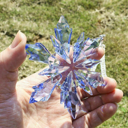 Crystal Ornament Edition Christmas Glass Snowflake Decor Pendant,Blue