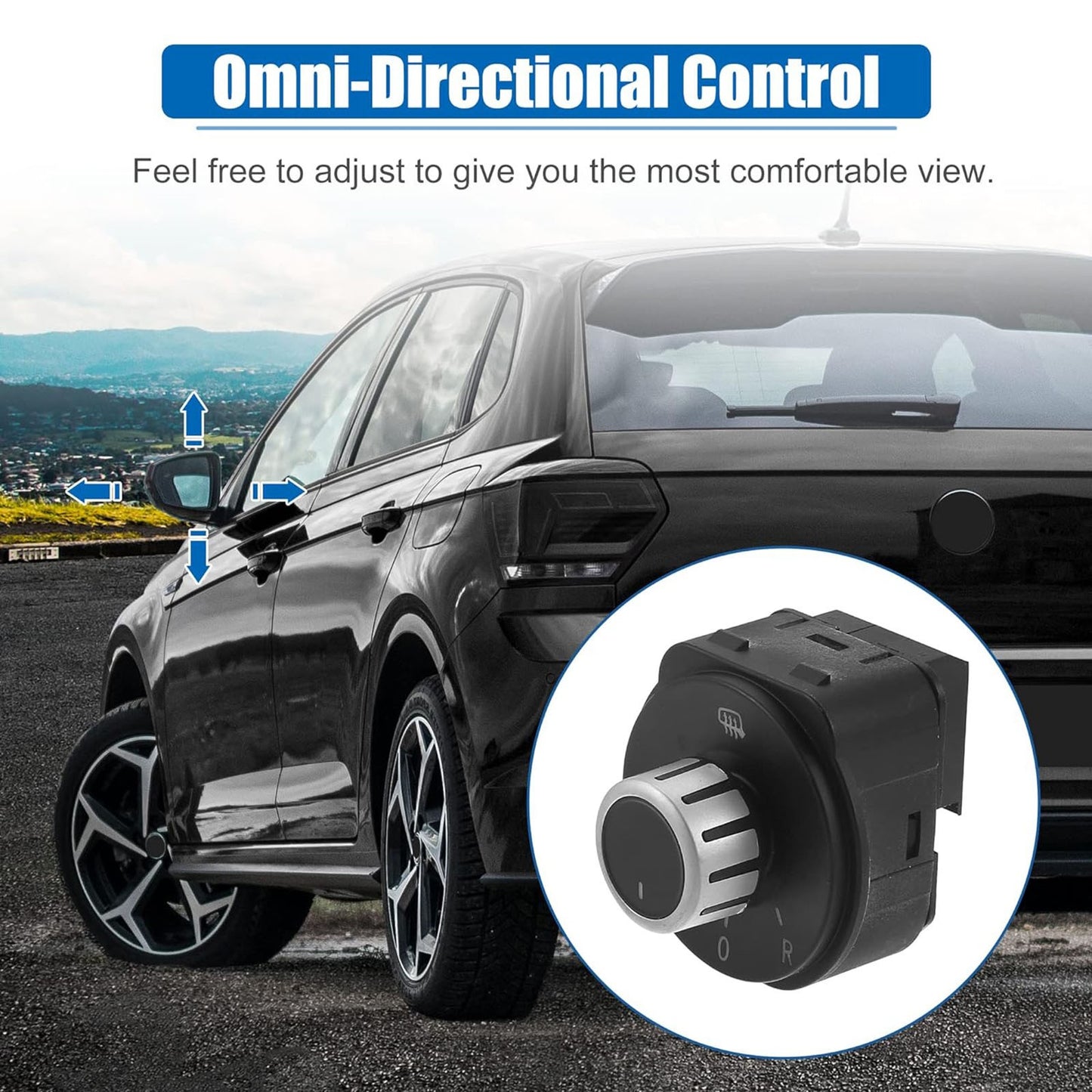 Black Wing Mirror Adjuster Control Switch Accessories For VW Polo 6R 2011-2016