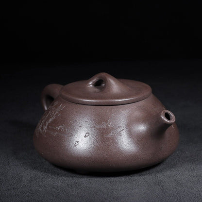 Chinese Yixing Zisha Clay Handmade Exquisite Teapot（景舟石瓢 底款：景舟制陶）