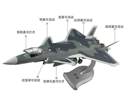 1:48 44CM J-20 Stealth Fighter Diecast Airplane Military Aircraft Plane Model