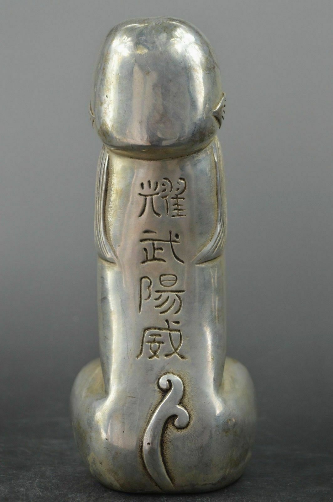 Chinese silver carved guard Foo Dogs Lion statues Collected
