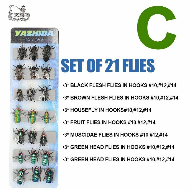 Fly Fishing Flies Sets 12pcs Mosquito Housefly Realistic Insect Lure Trout Kits