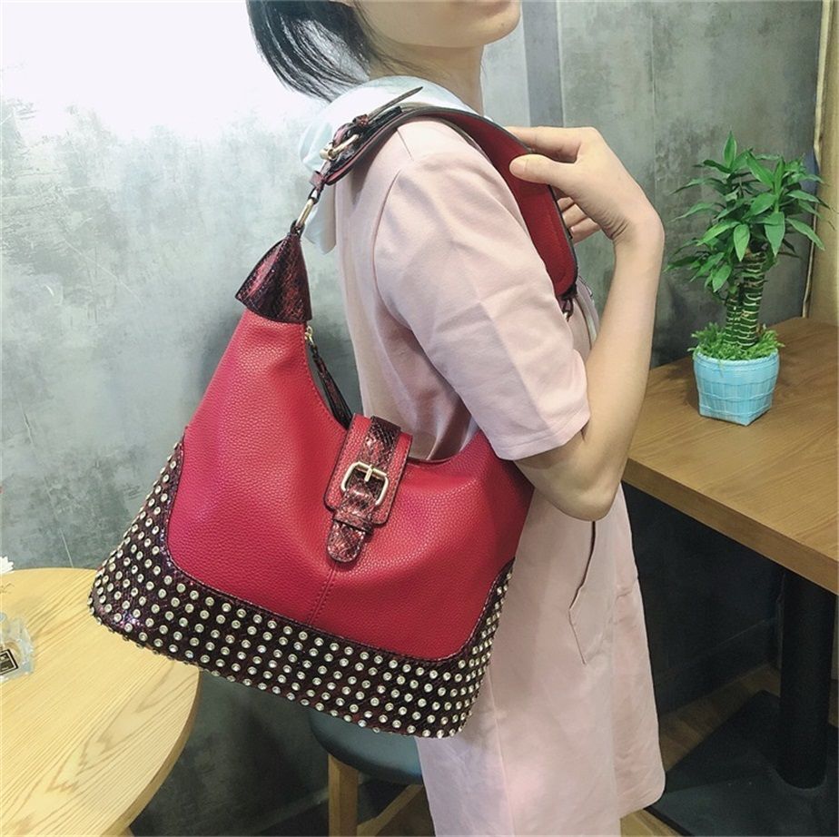 Rhinestone Shoulder Handbags Large Bag Design Diamond Studded Shoulder Purse 1PC