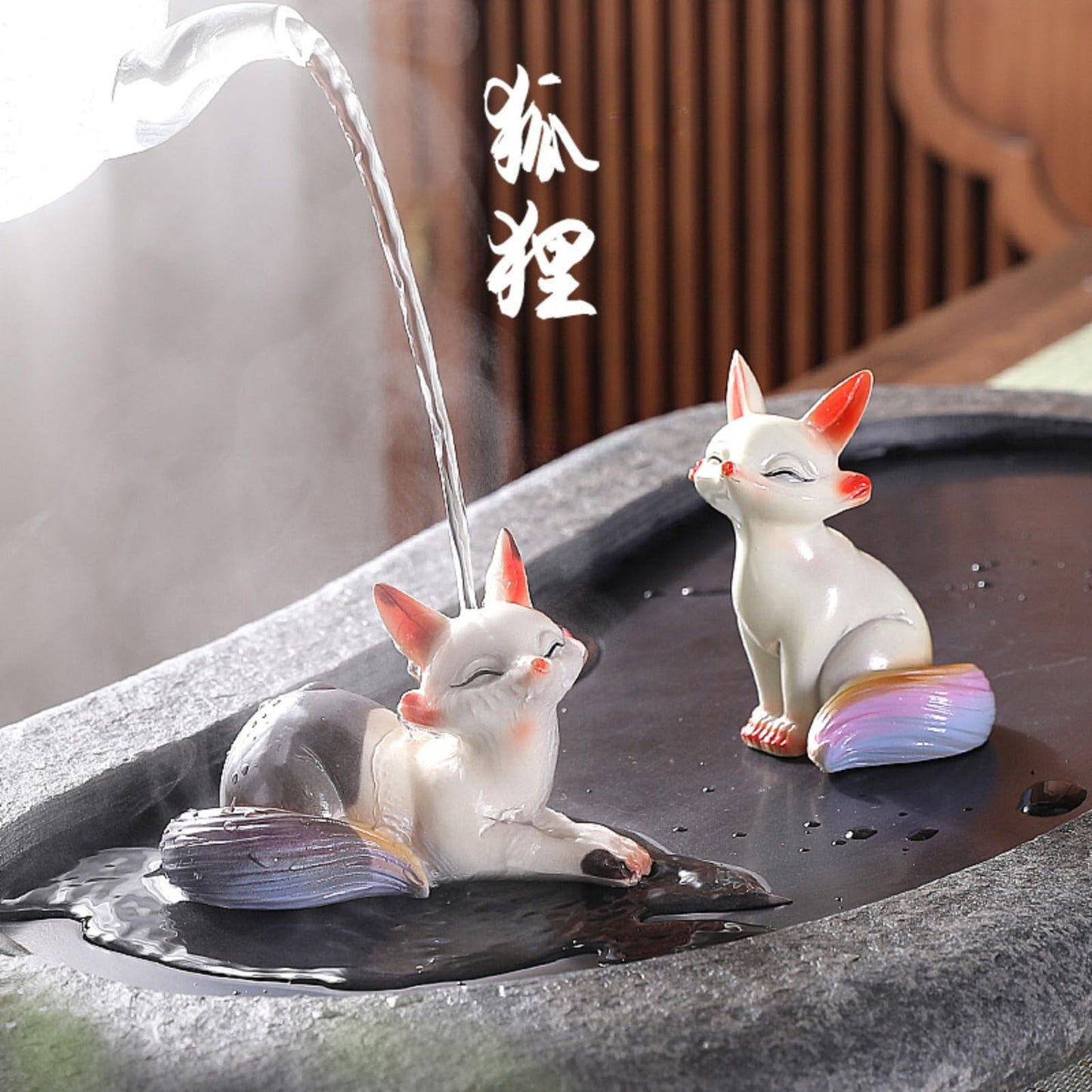 Resin Little Fox Tea Pet Color Changing 10cm 3.9in Tea Ceremony Tea Play
