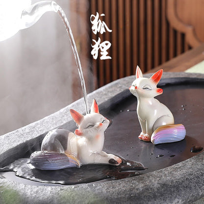 Resin Little Fox Tea Pet Color Changing 10cm 3.9in Tea Ceremony Tea Play