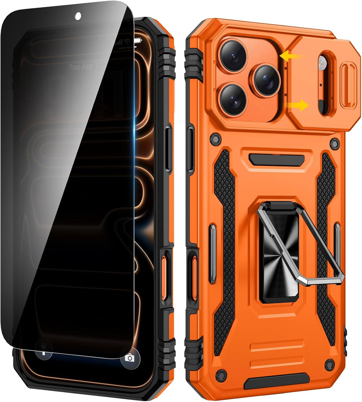 for Iphone 17 Pro Max Case, with Slide Camera Cover & Privacy Tempered Glass Scr