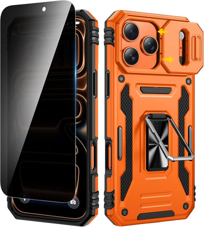 for Iphone 17 Pro Max Case, with Slide Camera Cover & Privacy Tempered Glass Scr