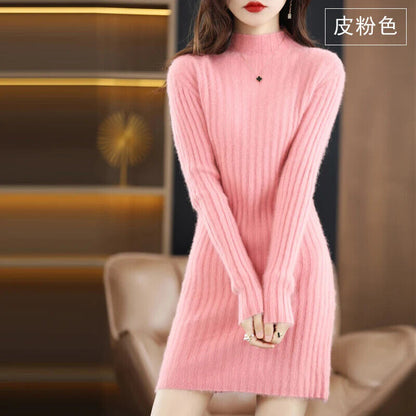 Women's 100% Pure Mink Cashmere Sweater Mink Fleece Dress Sweater Long
