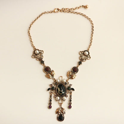 Dark Goddess Bohemian Necklace Vintage Ethnic Crystal Tassel Forehead Pendant