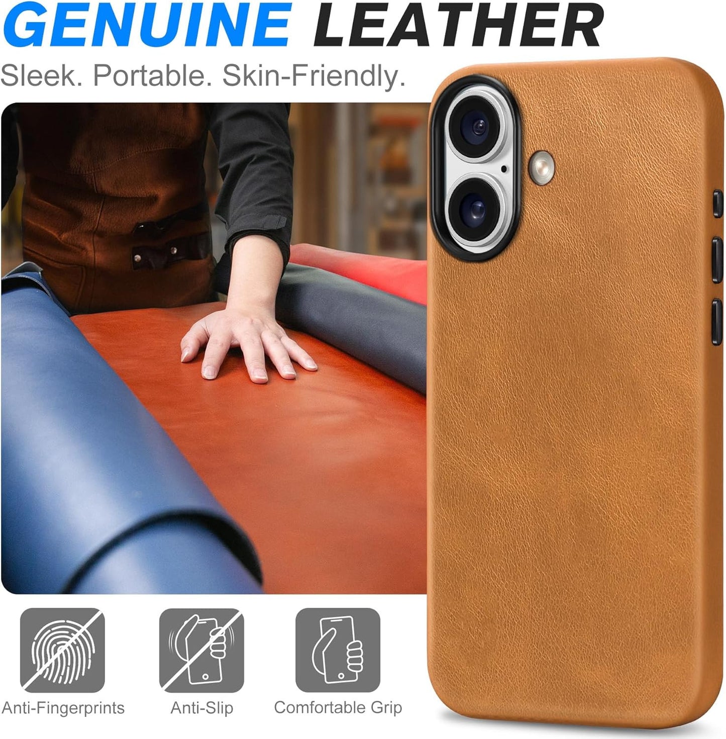 Genuine Leather Case for Iphone 17 6.3" 2025 | Compatible with Magsafe, Camera B