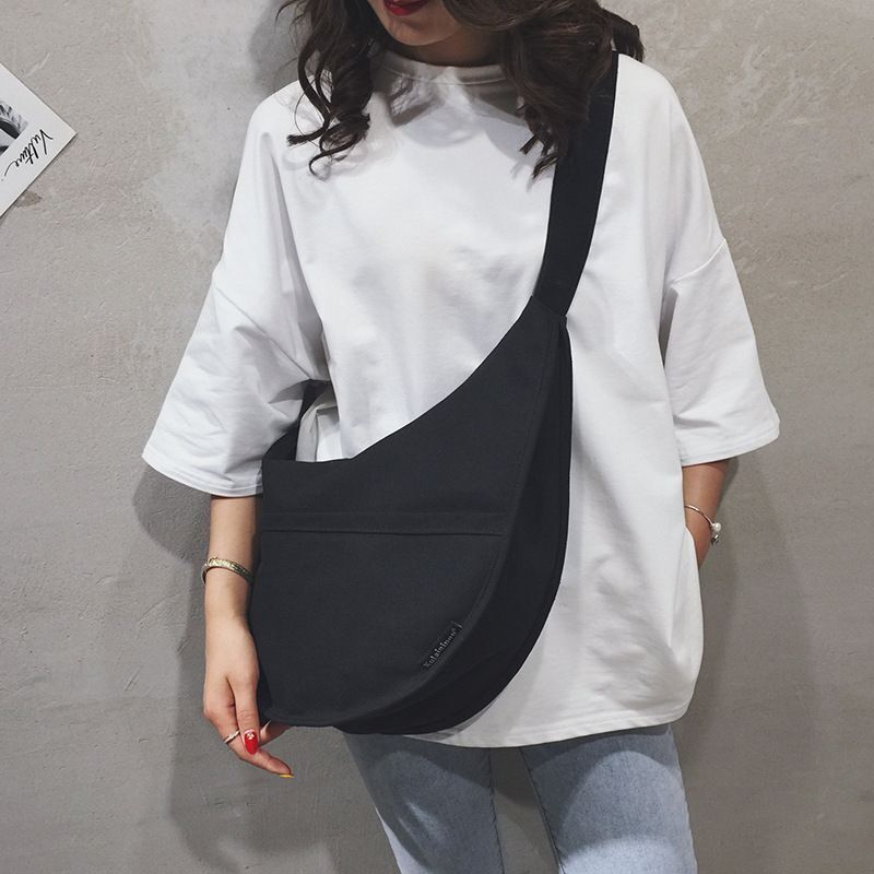 Big Size Dumpling Shape Bag Canvas Large Wild One Shoulder Messenger Crossbody