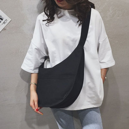 Big Size Dumpling Shape Bag Canvas Large Wild One Shoulder Messenger Crossbody