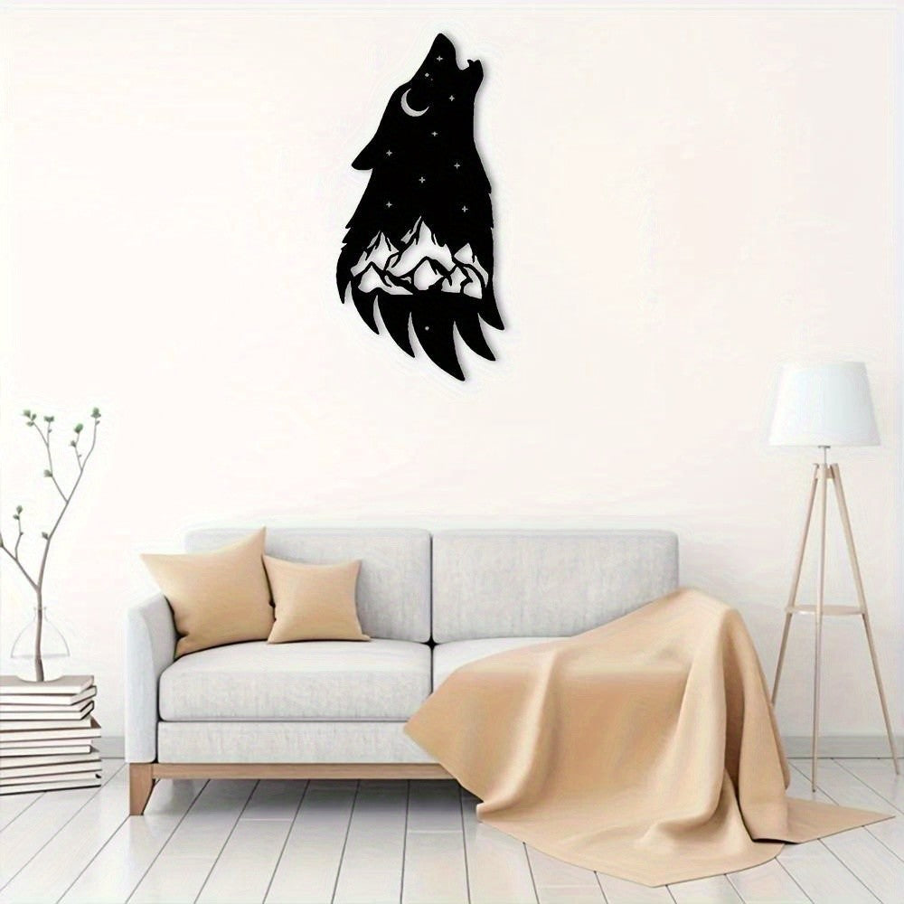 HelloYoung Howling Wolf Metal Wall Art 12in Rustic Outdoor Home Decor