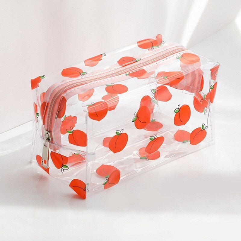 Transparent Cosmetic Bag Large Portable New Print Pencil Case Makeup Storage Bag