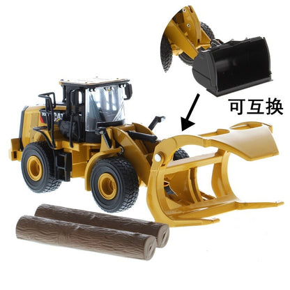1:64 DM CAT950M Wheel Loader with Log Fork and Bucket Attachment Diecast Model
