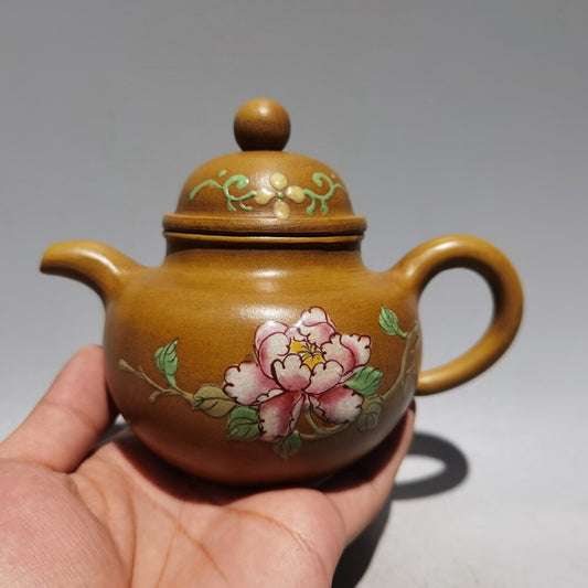 Chinese Old Yixing Clay Teapot Painted Flowers Purple Sand Teapot 320cc