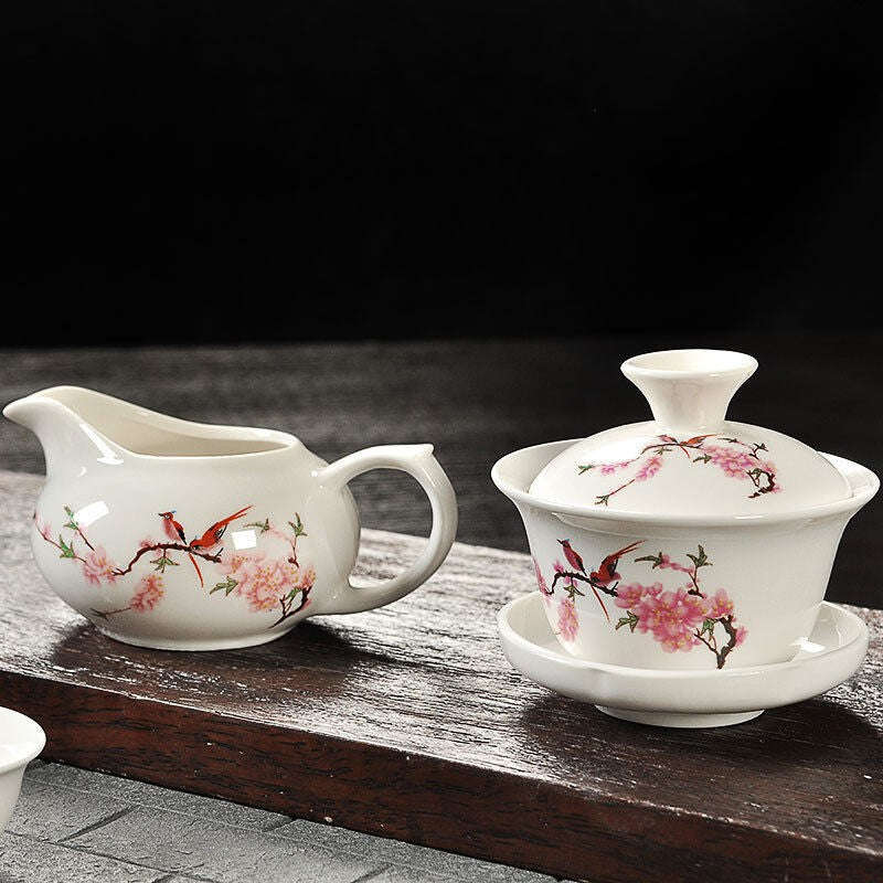 Chinese Kungfu Tea Set Porcelain Gaiwan Tureen Covered Tea Bowl Tea Cup Health