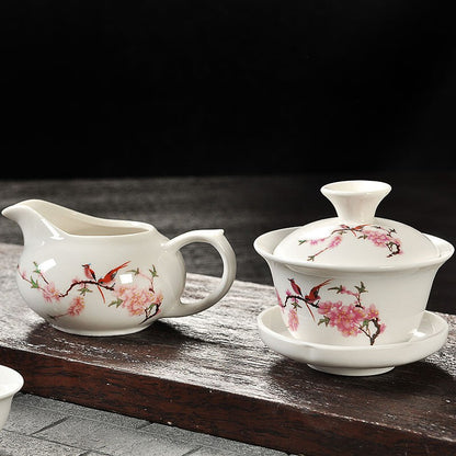 Chinese Kungfu Tea Set Porcelain Gaiwan Tureen Covered Tea Bowl Tea Cup Health