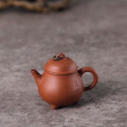 150ml Yixing Zisha Tea Pot Pottery Teapot Full Handmade Three Foot Words Tea Pot