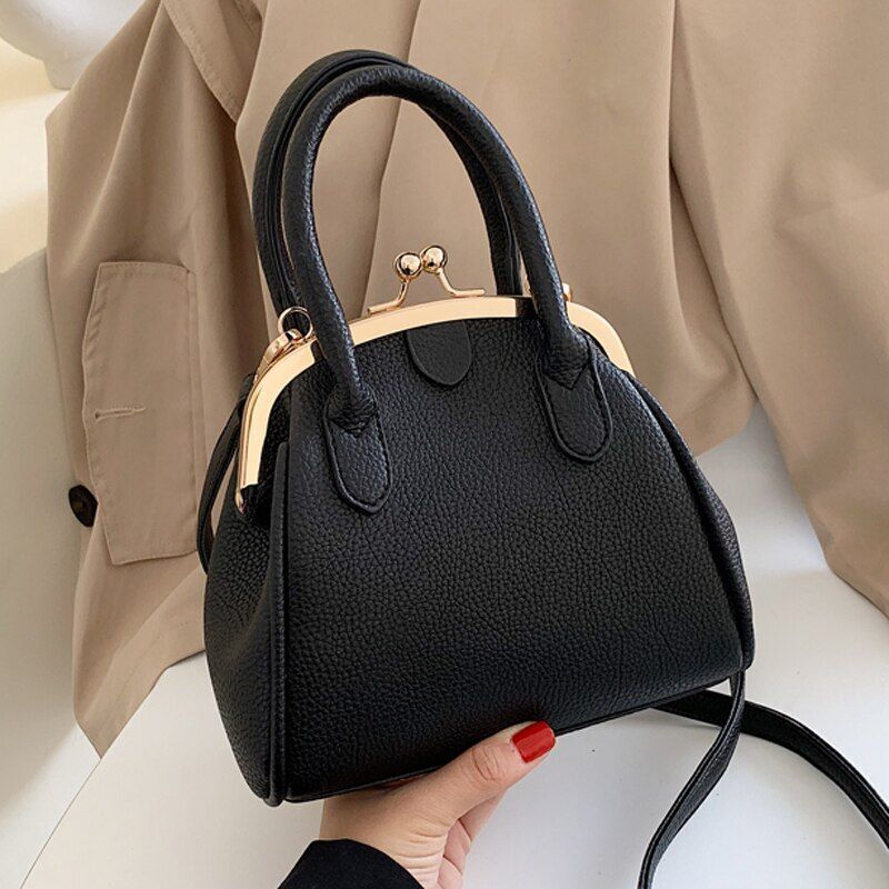 Vintage Leech Synthetic Leather Lock Shell Bag Shoulder Crossbody Tote Handbags