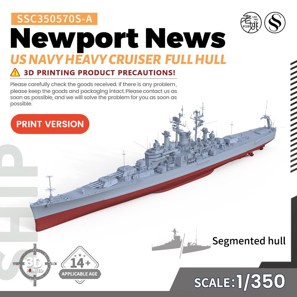 SSMODEL SSC350570S-A 1/350 Model US Navy Newport News Heavy Cruiser Full Hull