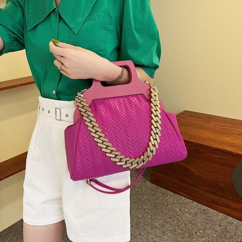 Clip Shell Bag Chain Crossbody Fold Totes Evening Clutch Handbag Shoulder Purse