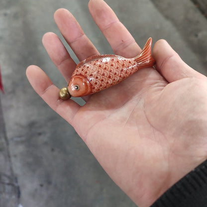 Chinese Porcelain Snuff Bottle Peking Carving Fish Gold Gilding Painting rare