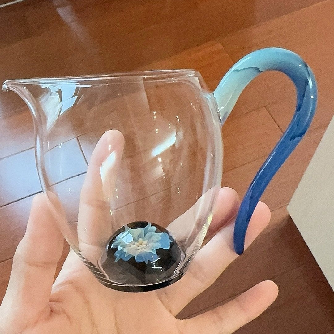 270ml Glass Fairness Pitcher Gongfu Tea Cha Hai Floral Heat Resistant Server