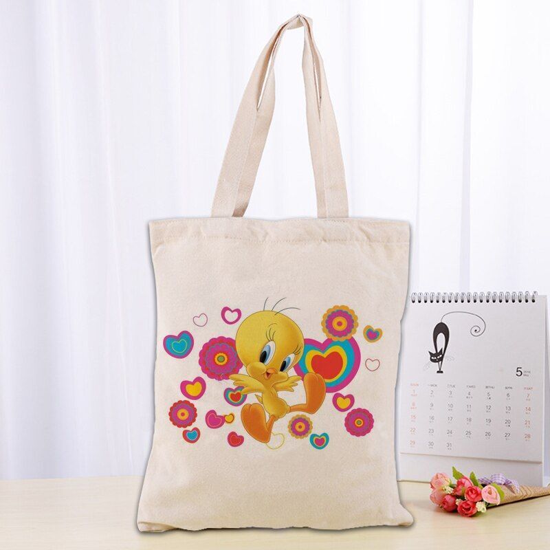 Printed Canvas Tote Bag 30x35cm Cotton Linen Handbag Shopping Women Handbag 1 PC