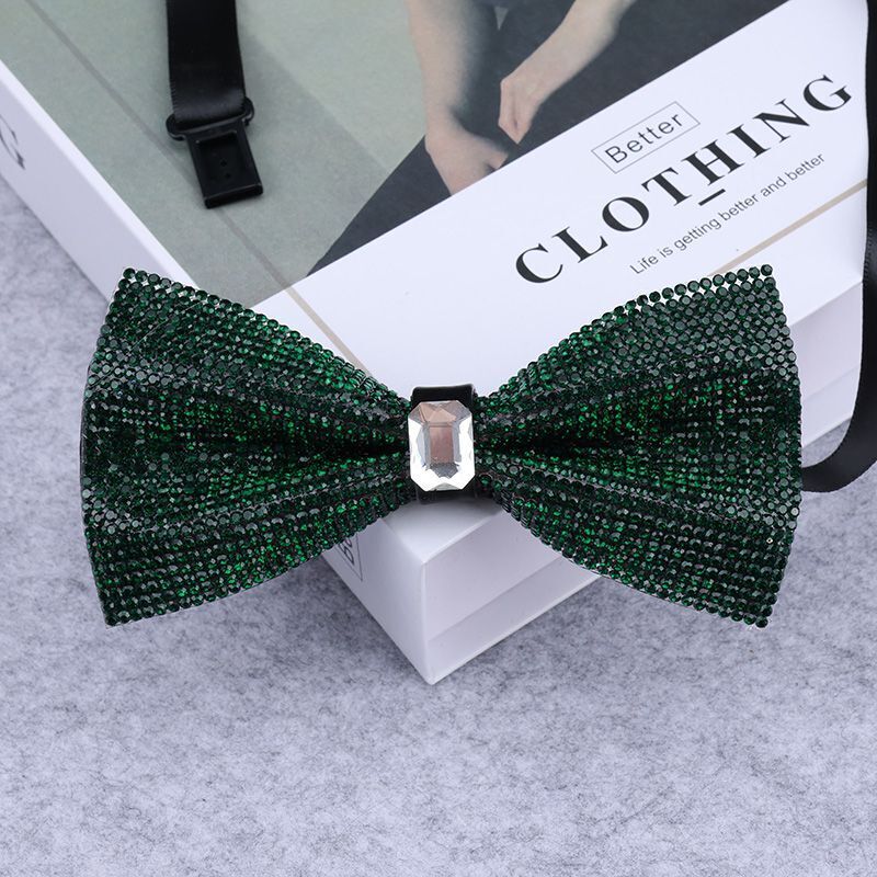 Men Rhinestone Bow Tie Shining Crystal Collar Bowtie Luxury Wedding Banquet Knot