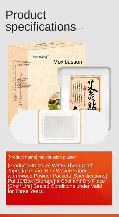 10pcs Moxa Whole Body Moxibustion Patch Mugwort Self-heating Wormwood Plaster