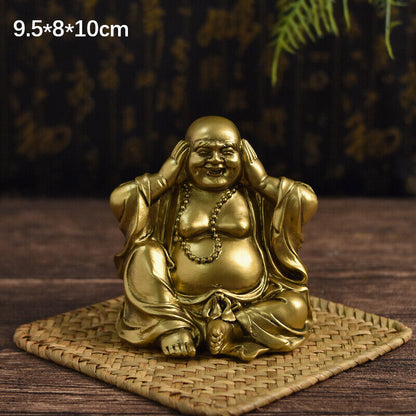Resin Maitreya Buddha Statue Buddhist Supplies Sculpture Craft Desk Decoration