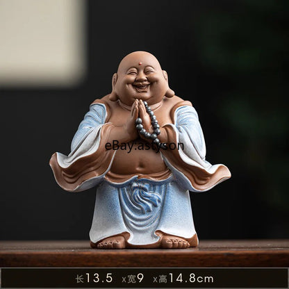 Chinese Style Maitreya Buddha Ceramics Attract Wealth Buddha Statue Decor