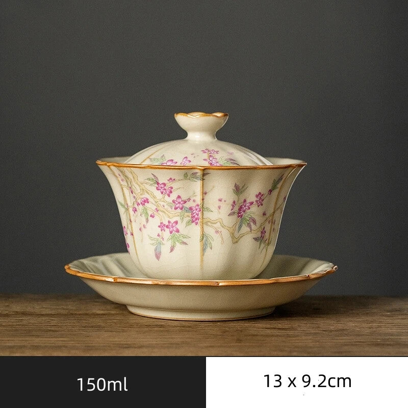 Ru Kiln Tea Tureen Ceramic Sancai Tea Maker Gaiwan Can Raise Teaware