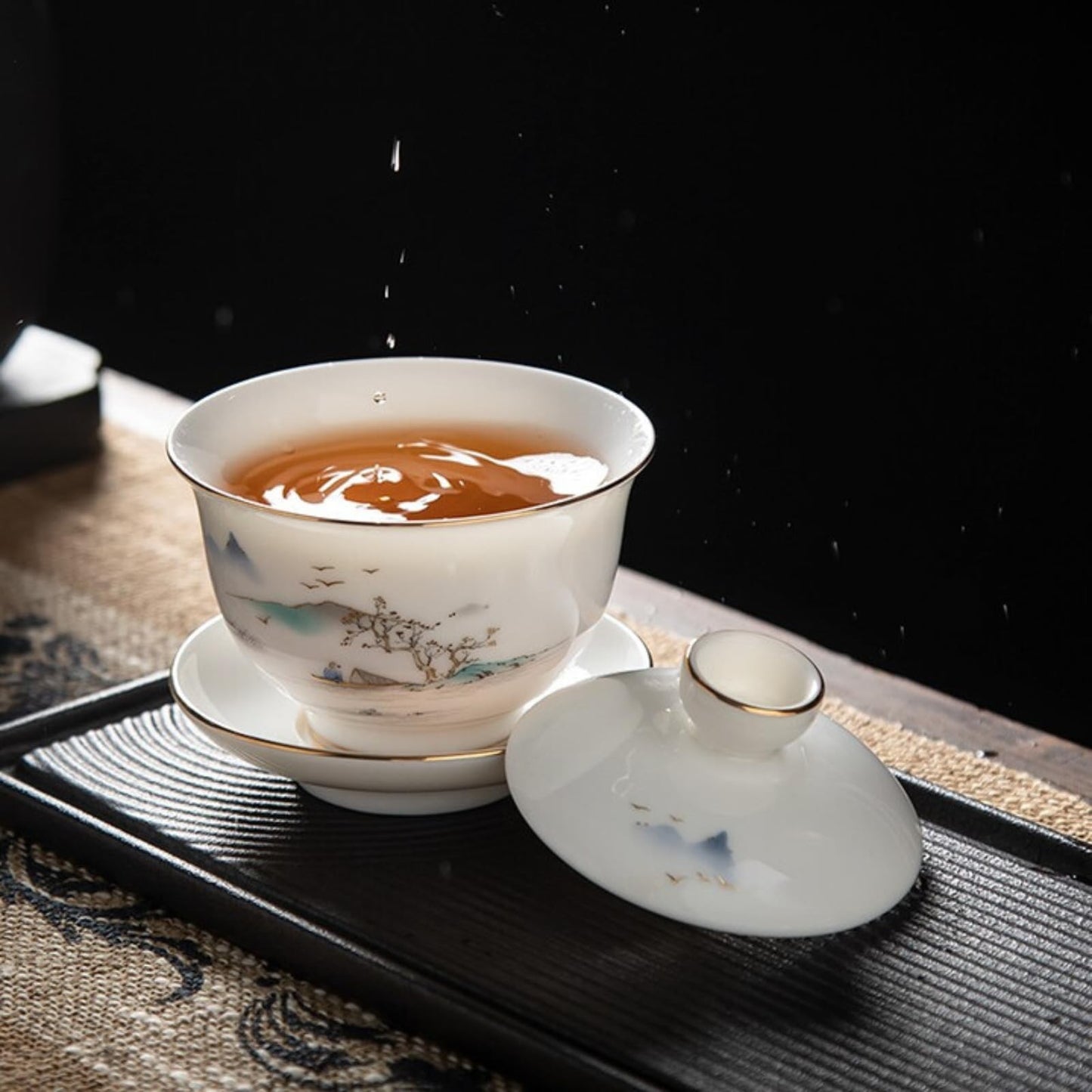 Jade White Ceramics Gaiwan with Gift Box 120ml 4oz Ancient Tea Set