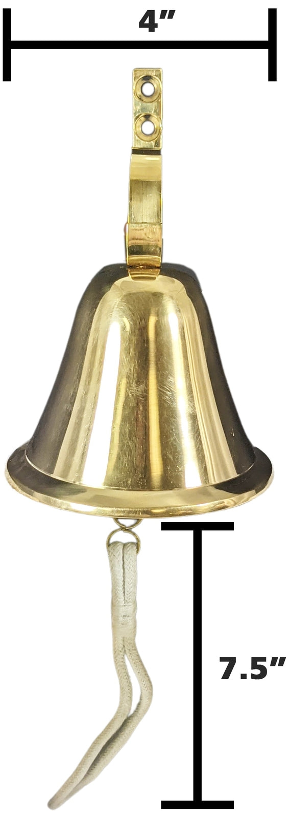 4 Inch Solid Brass Hanging Wall Bell with Rope for Ringing - Fully Functional...