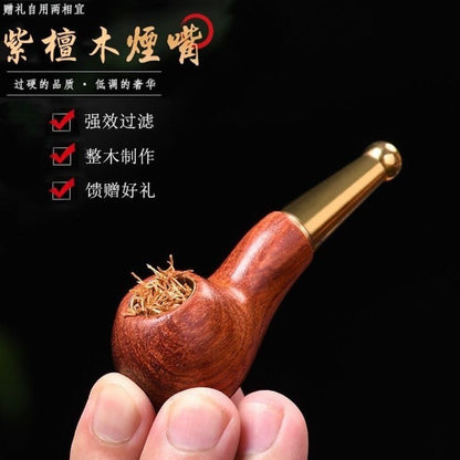 Red Sandalwood Pipe 3.07in Mini Portable Wooden Smoking Pipe with Filter Men