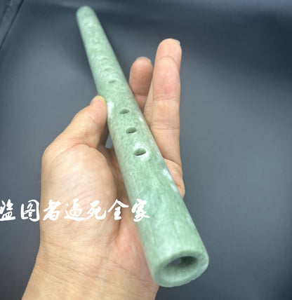 Chinese Green Jade Stone Flute Dizi Music Flauta Traditional Musical Instrument