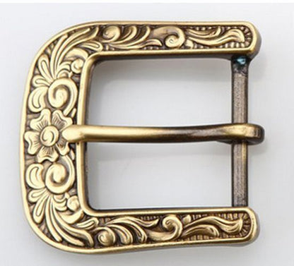 Men Belts Buckle Pin 35 40mm Inner Width Solid Brass Copper Carved Leather Craft