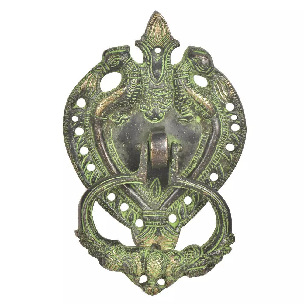 Antique Look Brass Green Patina Ornate Door Knocker Door Bell Home Decor