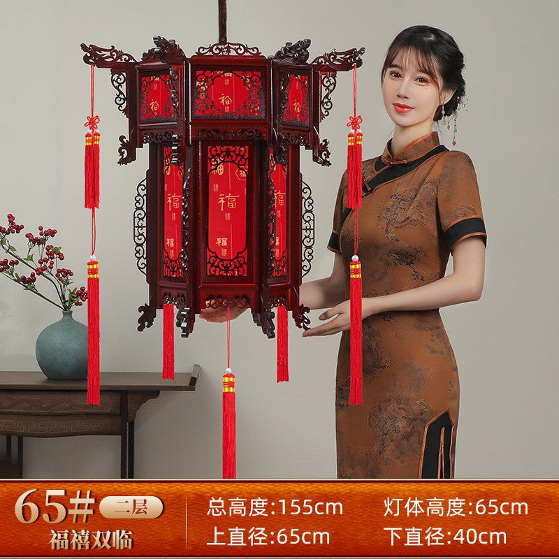 Palace Lantern Carved Wooden Chinese Lantern Balcony Red Outdoor Decoracion