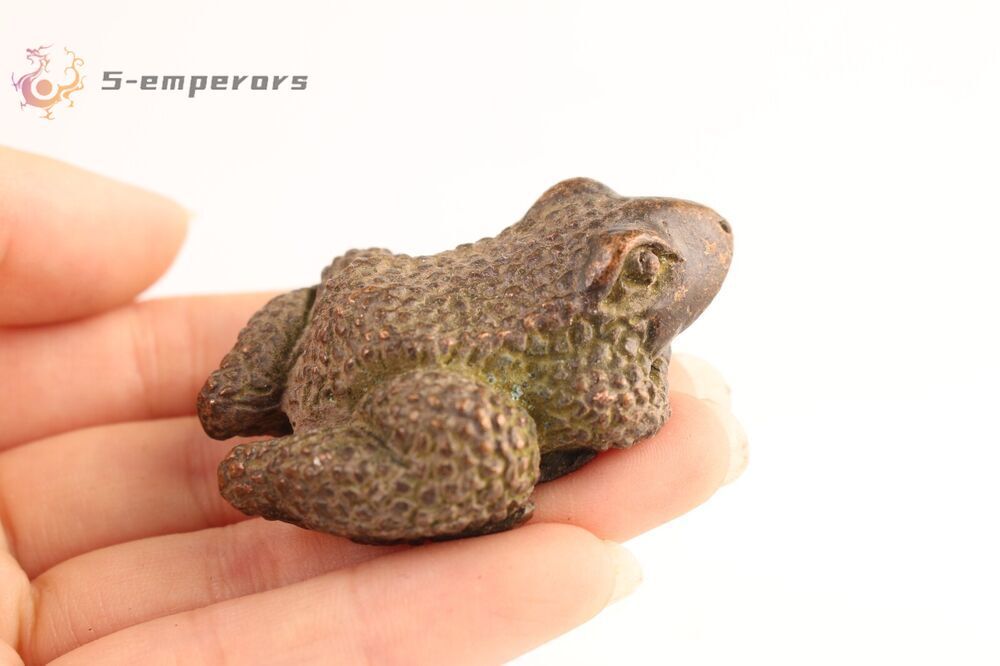 Chinese old bronze hand casting jinchan frog statue collect figure tea pet Art