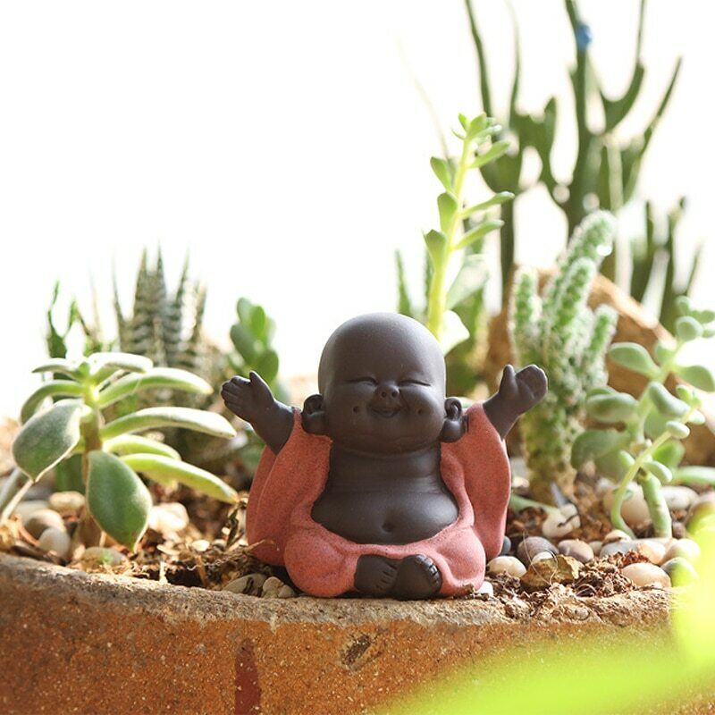 Happy Maitreya Buddha Tea Pet 1Pc Tea Favor Teahouse Ornament Ceramic Home Decor